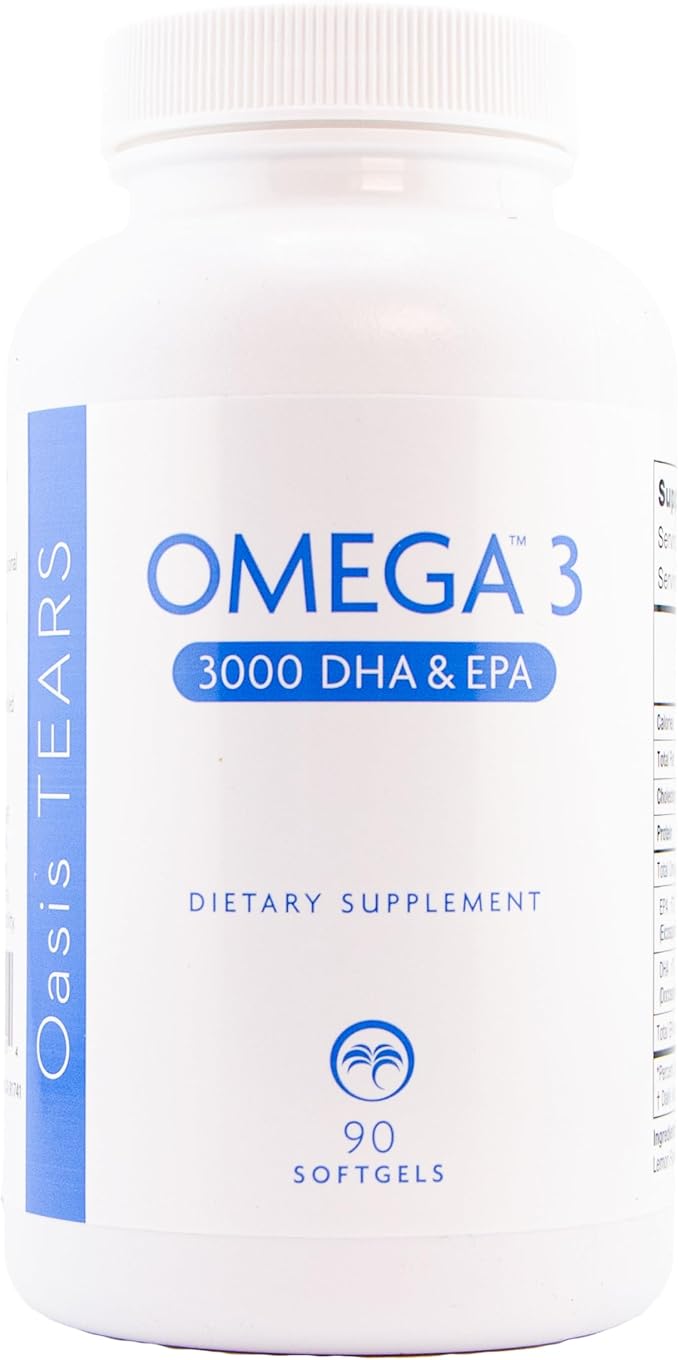 Oasis TEARS ON3000 Omega™ 3 Fish Oil 3000mg DHA & EPA Dietary Supplement | 90 Softgels | Non-GMO, Gluten-Free, Dairy-Free