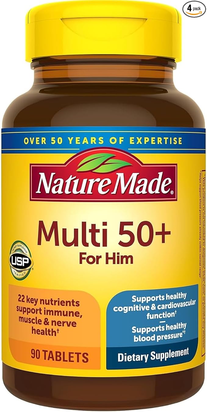 Nature Made Multi for Him 50+ Dietary Supplement Tablets 90 ea (Pack of 4)