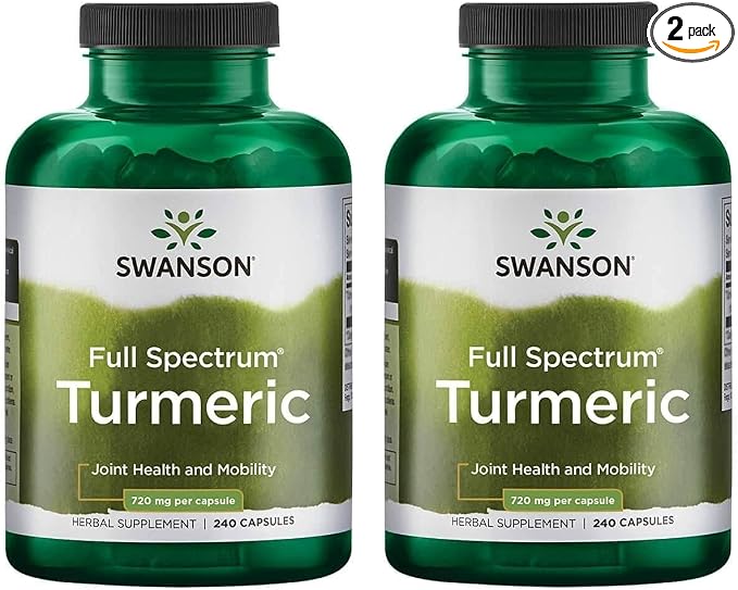 Swanson Full Spectrum Turmeric Curcumin Joint, Liver, and Digestive Support Supplement for Active Adults - Non-GMO, Gluten-Free (240 Vegan Capsules, 2 Pack)