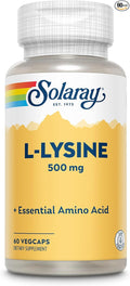 SOLARAY L Lysine 500 mg Capsules - Free-Form Essential Amino Acids Supplement - Powerful Wellness Support with L-Lysine Amino Acid - Lab Verified, 60-Day Guarantee, 60 Servings, 60 VegCaps