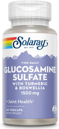 SOLARAY Glucosamine Sulfate 1500mg with Turmeric & Boswellia, Joint Health Support, 60 VegCaps (30 Servings), Two Daily