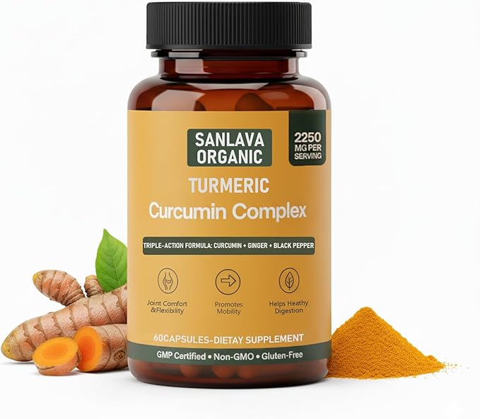 Turmeric 3 in 1 Complex with Curcumin, Ginger &Black Pepper Extract | 2250mg per Serving | 60 Capsules