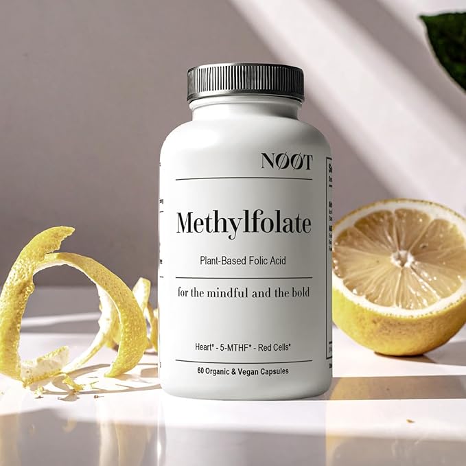 NOOT Organic Methylfolate 1000 mcg DFE, Plant-Sourced Folate with Naturally Occurring 5-MTHF for Energy, Mood, Methylation, Red Blood Cell Formation & Prenatal Readiness for Women & Men - 60 Capsules