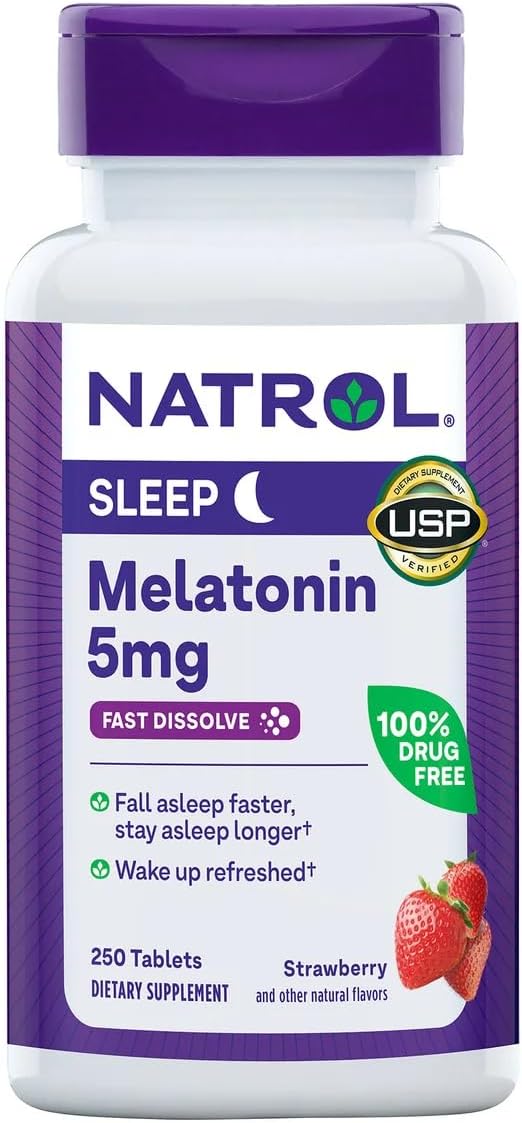 Natrol Melatonin 5 Mg, 250 Fast Dissolve Tablets Strawberry Flavor