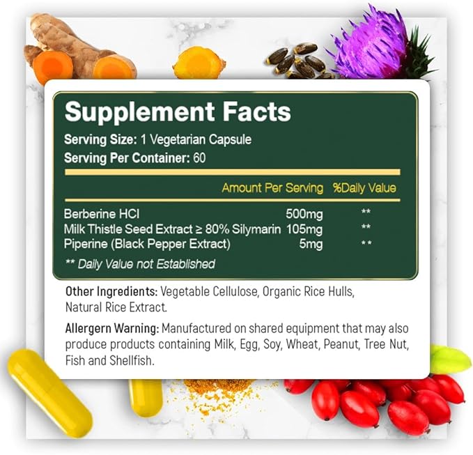 Gluten-Free Berberine 500mg, 60 Veggie Capsule w/LA-3 AMPK Metabolic Activator