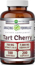 Amazing Formulas Tart Cherry 700 Mg | Standardized 10:1 Extract | 200 Capsules | 7000mg Equivalent | Non-GMO | Gluten-Free | Made in USA