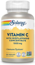 SOLARAY Vitamin C with Bioflavonoid Concentrate - Rose Hips, Acerola Cherry and Bioflavonoids - Vitamin C 1000mg - Immune Function, Skin, Hair, Nails Support - Vegan - 100 Servings, 100 VegCaps