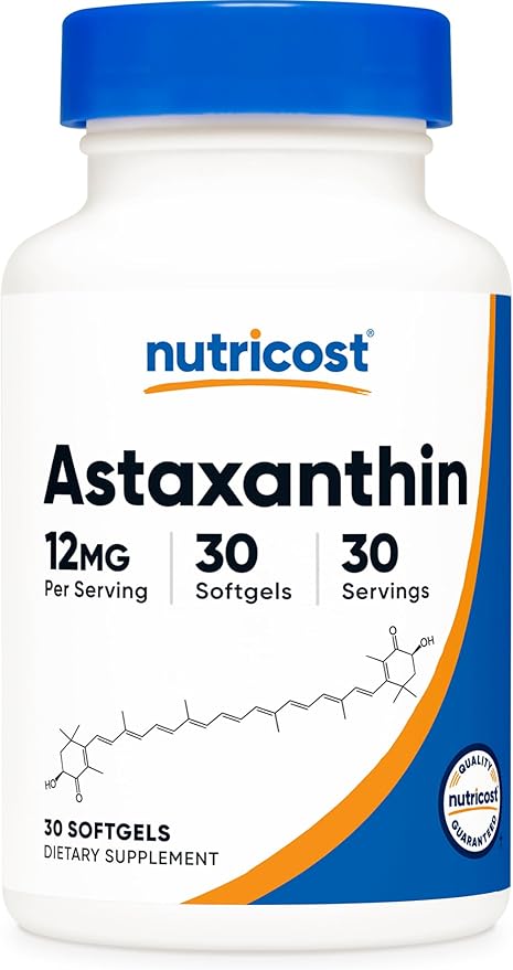 Nutricost Astaxanthin 12mg, 30 Softgels - Non-GMO and Gluten Free