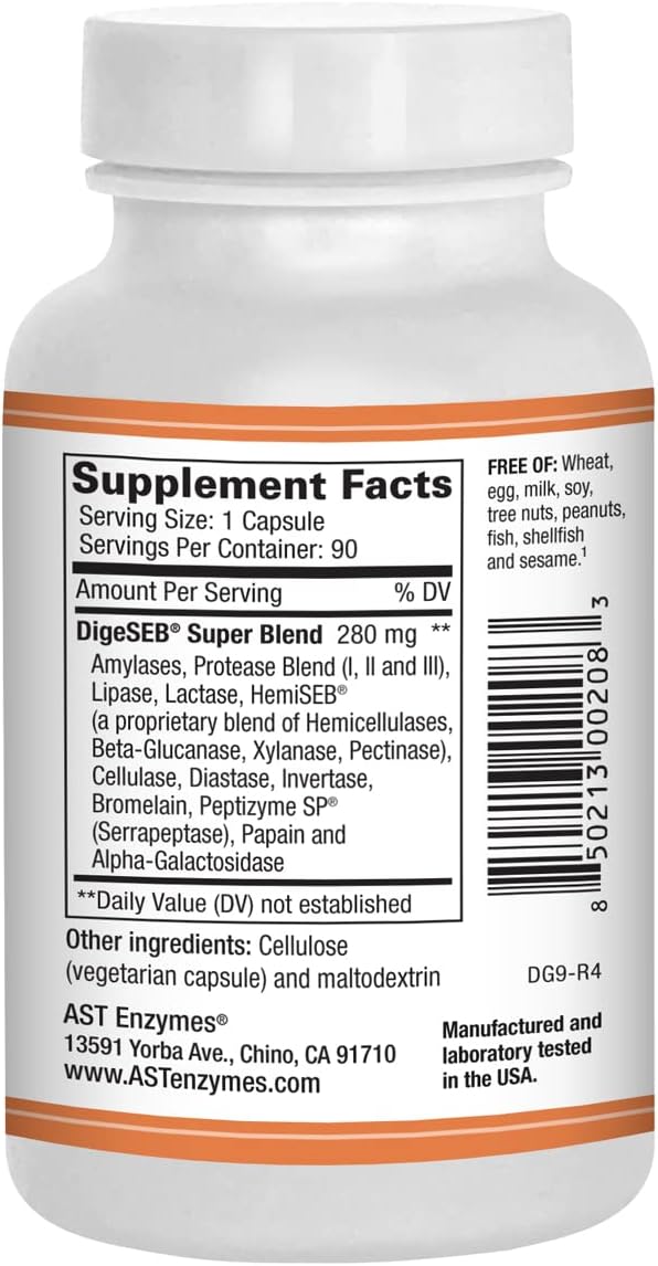 AST Enzymes Digest-GI Digestive Enzyme - (90 x 2) Vegetarian Capsules-Digestion and Bloating Relief for Women and Men
