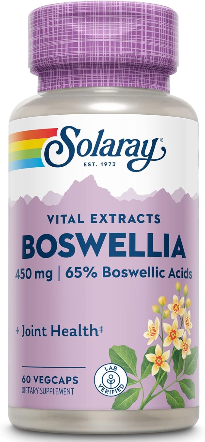 Solaray Boswellia Supplement - Boswellia Serrata Extract Capsules, Extra Strength Standardized Supplement for Cartilage Health Support, Gluten Free, Natural, Non-GMO - 60 Vegan Capsules