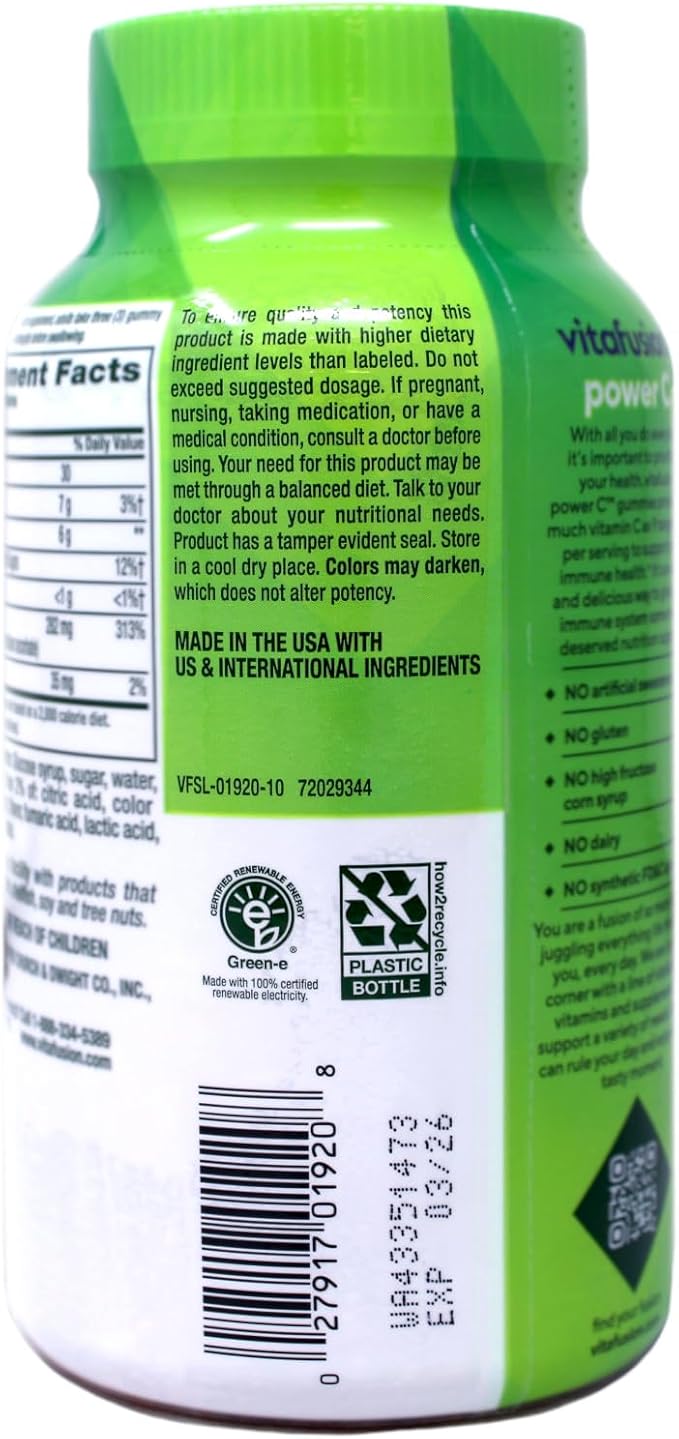 VitaFusion Power C Gummy Vitamins for Adults Absolutely Orange - 150 ct, Pack of 4