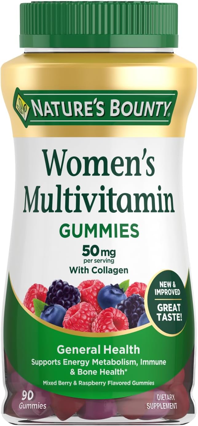 Nature's Bounty Women Multivitamin Gummies, Vitamin Supplements for Adults, General Health, Supports Immune and Bone Health, Mixed Berry and Raspberry Flavored, 90 Gummies