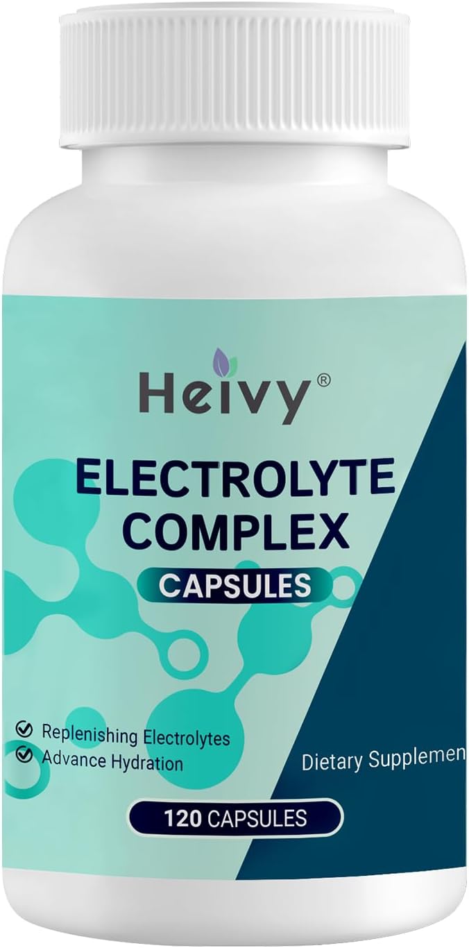 Heivy Pure Electrolytes Complex - Vegan, Allergen-Free, US GMP Certified | 120 Capsules, 7-in-1 Daily Electrolyte Replacement for Hydration & Muscle Support