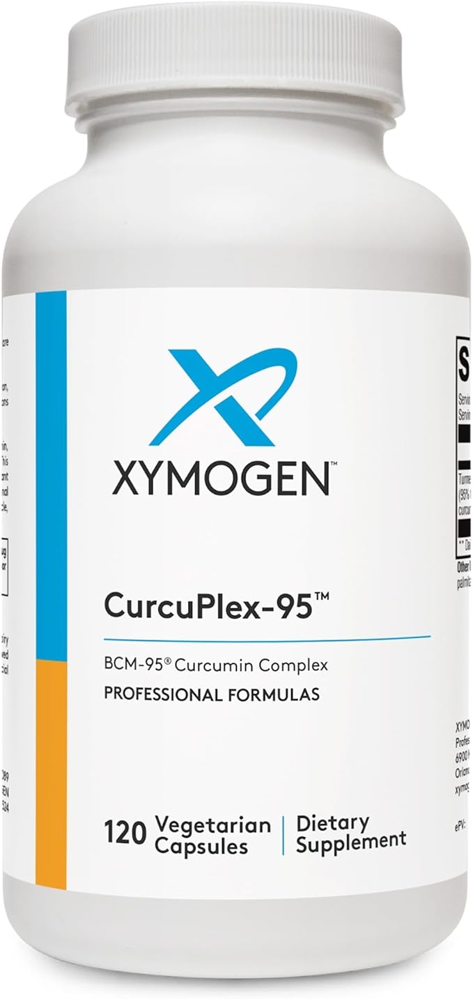 XYMOGEN CurcuPlex-95 - Turmeric Curcumin Supplement for Daily Brain Support* - Enhanced Bioavailability - Non-GMO, Gluten-Free, Vegan - 120 Capsules