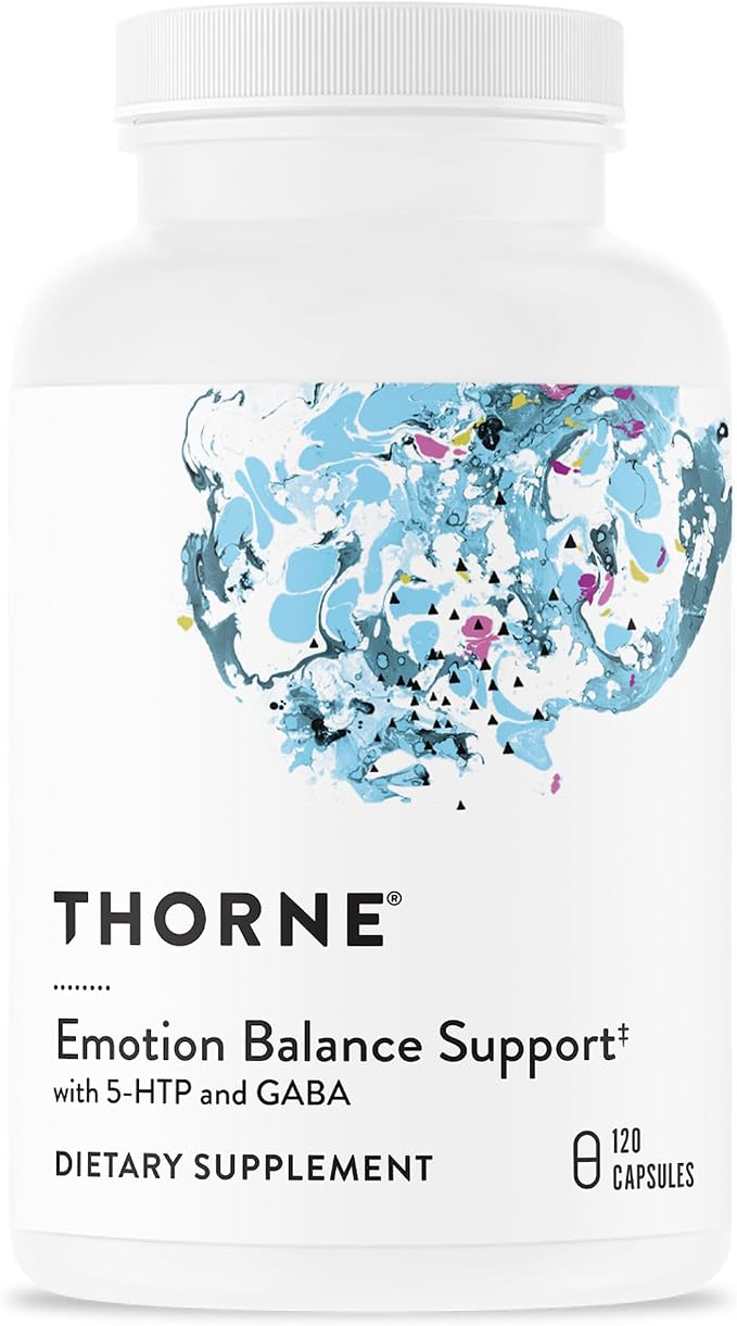 THORNE - Emotion Balance Support - Supports Mood & Stress Management* - Vitamins B6, B12 & C, 5-HTP, GABA, Rhodiola, Folate (5-MTHF) & L-Tyrosine - Third-Party Certified - Gluten-Free - 120 Capsules
