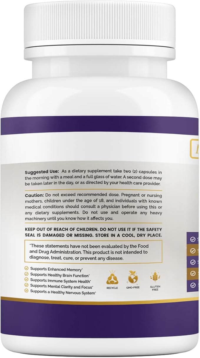 Maximum Slim Lion's Mane & DMAE Capsules: Enhance Memory, Boost Mental Clarity, and Sharpen Focus - 60 Capsules for Maximum Cognitive Support