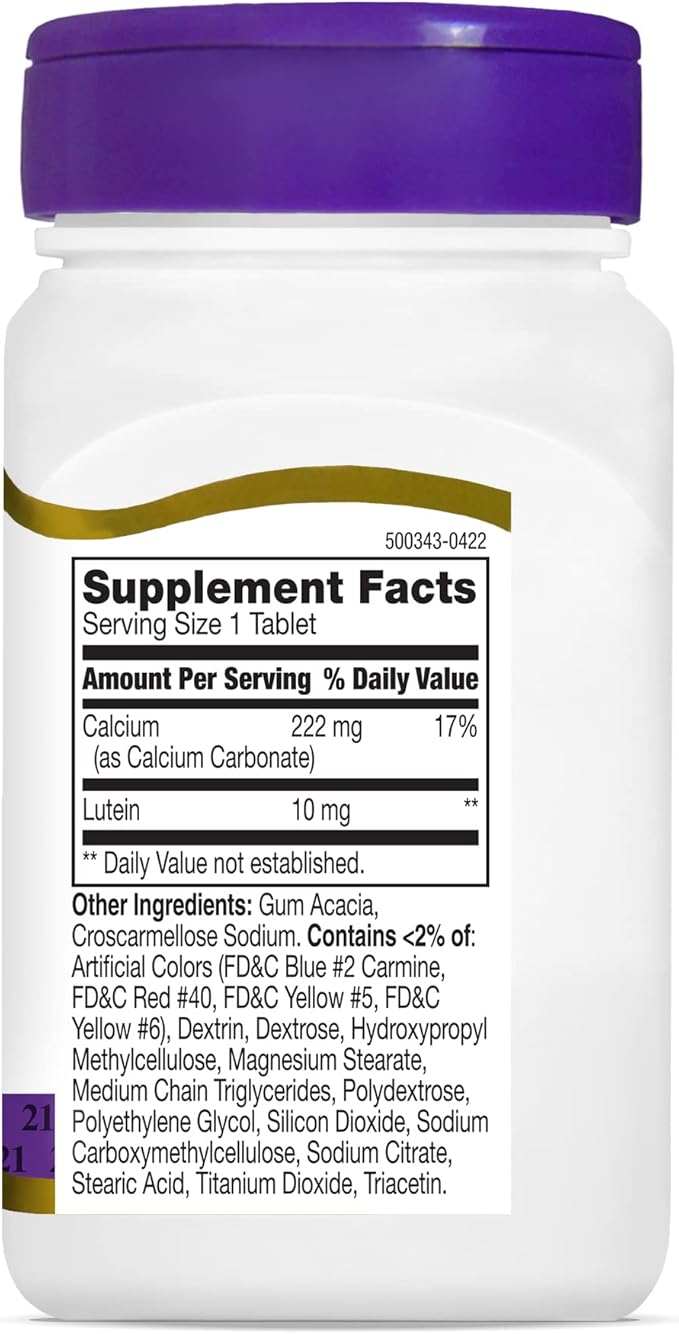 21st Century Lutein 10 mg Tablets, 60 Count (Pack of 2)