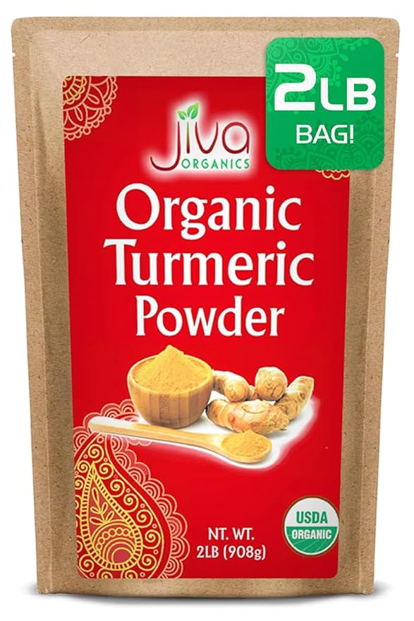 Organic Turmeric Powder 2 LB Bulk Bag - Lab Tested, 100% Raw with Curcumin, Reports Available, Pure, USDA Organic & Non-GMO from India by Jiva Organics