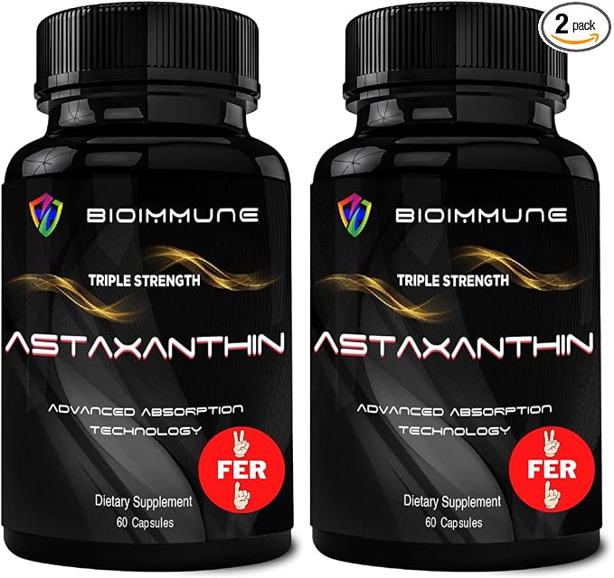 BioImmune 2 Pack Triple Strength AstaQuil™ Astaxanthin 12mg Enhanced Absorption, 120 Softgels w/Organic Coconut Oil. Powerful Antioxidant for Eye, Joint & Heart Health