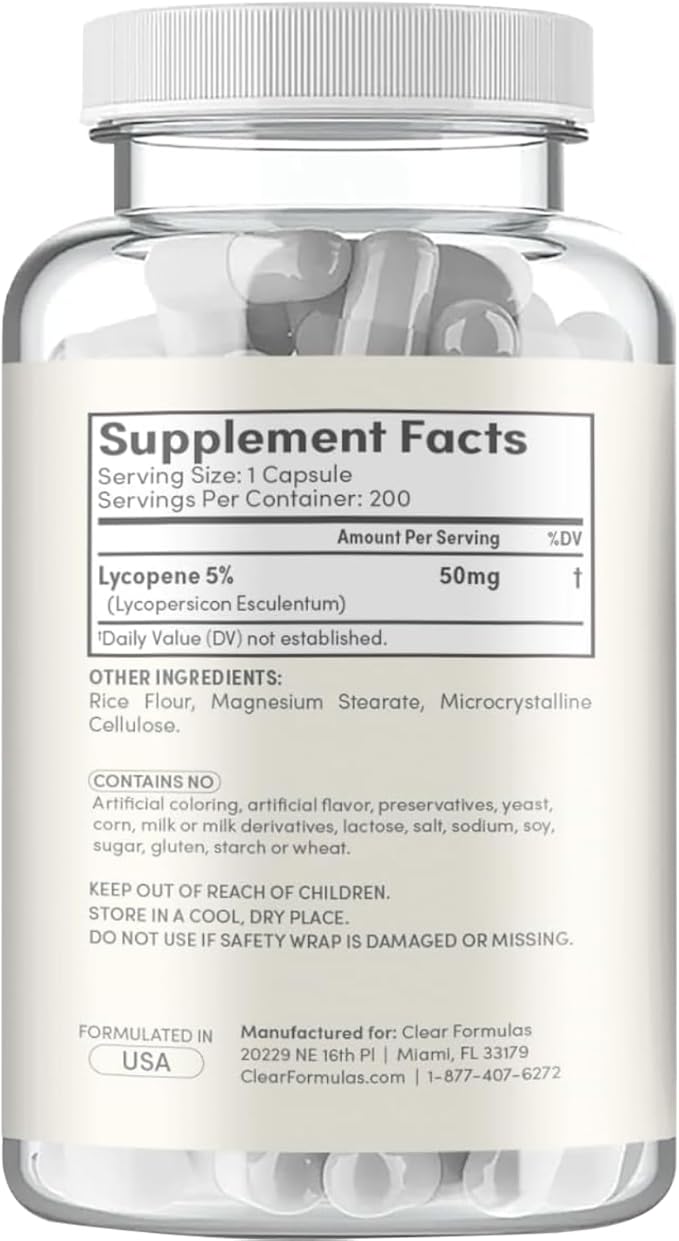 Tomato Based Lycopene Supplement - Extra Strength Lycopene 50mg Non-GMO Super Potent Antioxidant and Carotenoid Heart and Prostate Health Supplement for Men - Made in a cGMP US Lab (Lycopene)