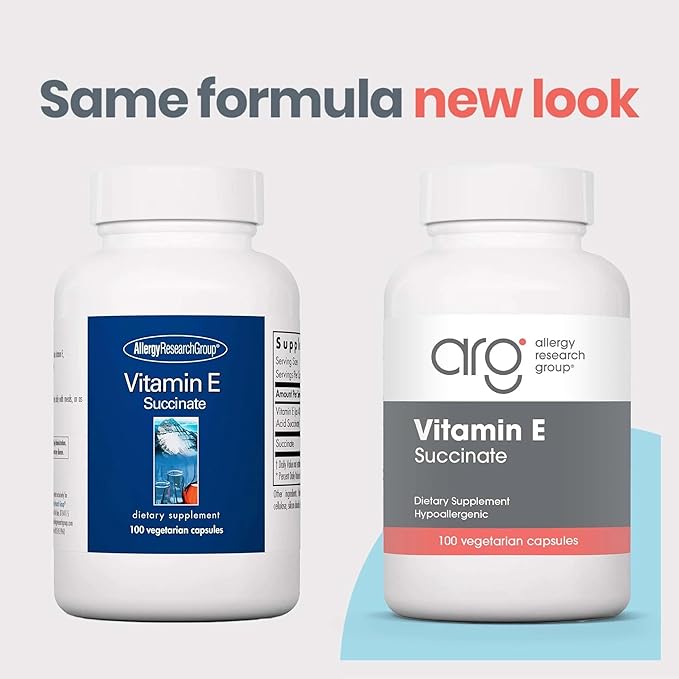 Nutricology Vitamin E Succinate - 400 IU d-Alpha-Tocopheryl Succinate - Antioxidant & Energy Support - Dry Powder Vegetarian Capsules - Hypoallergenic Formula - 100 Servings - 100 Capsules