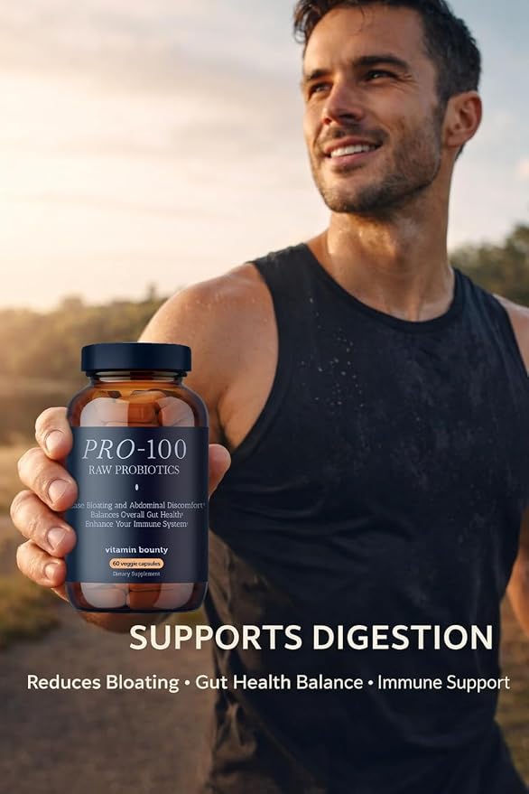 Vitamin Bounty Pro-100 Probiotic 100 Billion CFU - 13 Strains for Digestive Health & Immune Support - High Potency Probiotics for Women & Men - Delayed Release Capsules for Gut Health - 60 Count