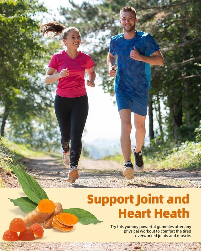 Turmeric Curcumin Gummies with Black Pepper 2 Pack, Turmeric and Ginger Supplement for Immune Joint Support, Sugar Free Ginger Gummies for Inflammation Vegan