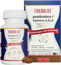 FRESHLITE Premium Vegan Postbiotics for Gut Health | IBS. Diarrhea. Bloating | Advanced Postbiotics Formula Beyond Pre & Probiotics | Vitamin C, D3 & E | Non-GMO, Gluten-Free, 60 Capsules Japan Made