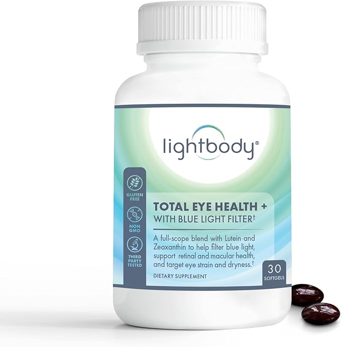 Total Eye Health+ – Lutein and Zeaxanthin Eye Supplements with Plant Extracts for Visual Wellness & Daily Comfort – Non-GMO Eye Vitamins for Adults (30 Softgels)