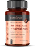 pureclinica Horny Goat Weed & Maca 1000mg – 180 Tablets (6 Month Supply) – 10X Icariins Strength – w/Black Pepper for 300% Absorption – Energy, Libido & Performance Support