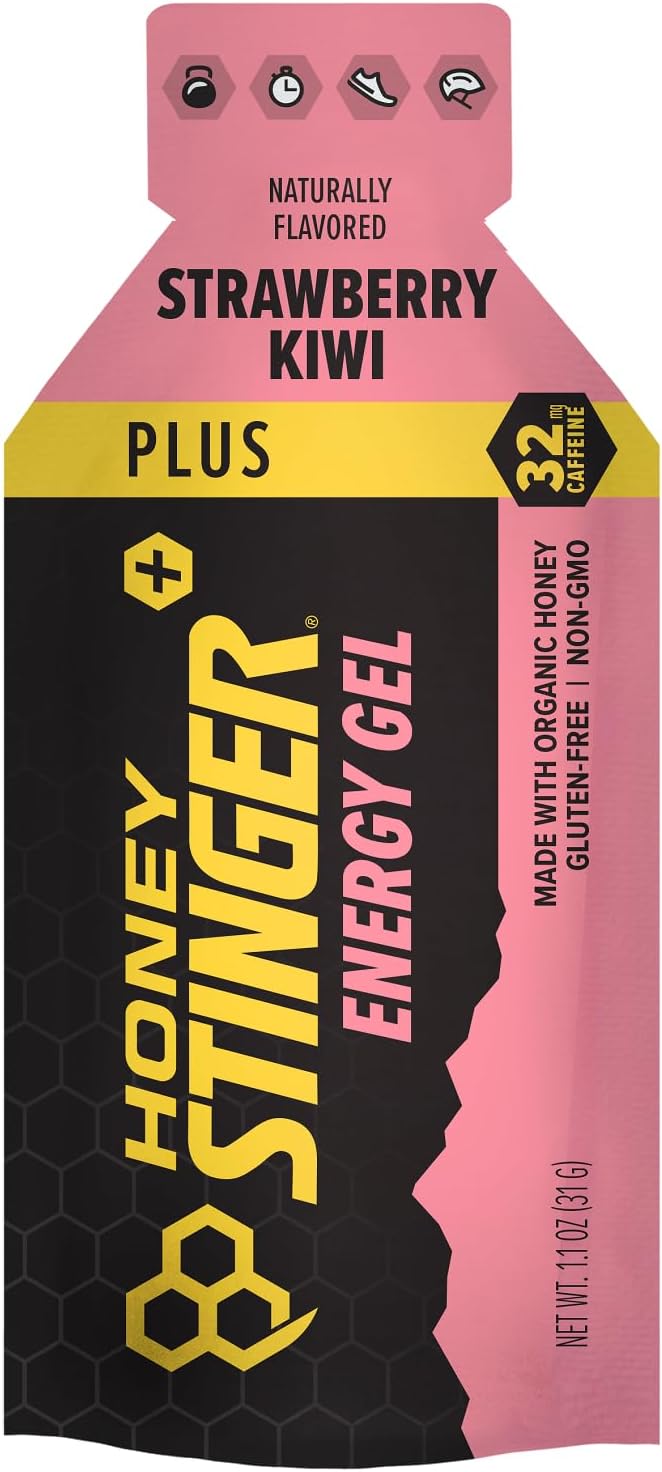 Honey Stinger Strawberry Kiwi Energy Gel,Caffeinated & Gluten Free with Organic Honey,for Exercise,Running and Performance,Sports Nutrition for Home & Gym,Pre and Mid Workout,(Pack of 48)