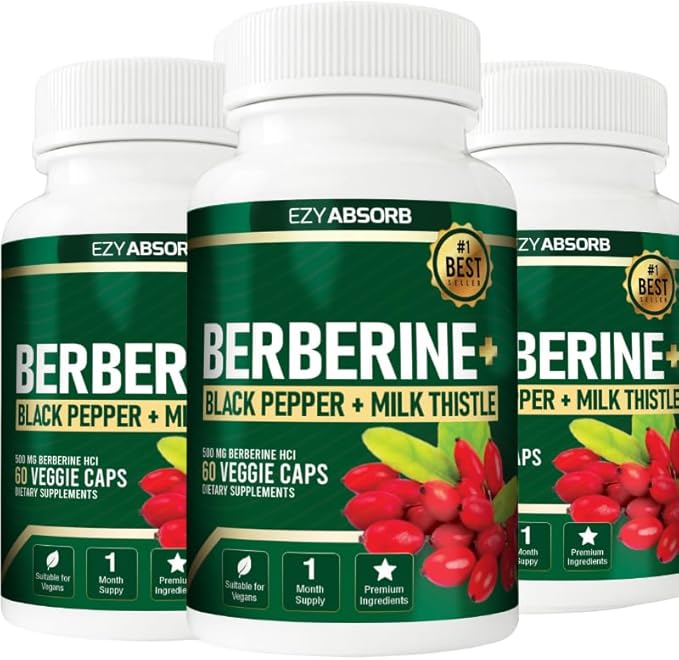 Gluten-Free Berberine 500mg, 60 Veggie Capsule w/LA-3 AMPK Metabolic Activator