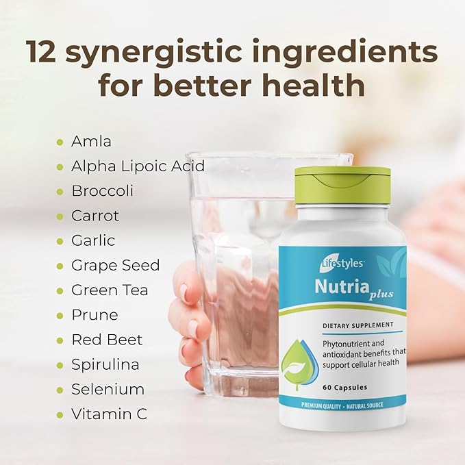 Lifestyles NutriaPlus Antioxidant Supplement - Herbal Immune Support & Multivitamin with Selenium, Vitamin C, Green Tea, Garlic, and More – Made in Canada – 60 Capsules (60 Capsules (Pack of 1))