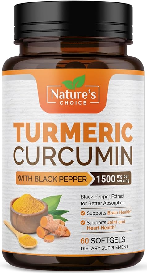 Turmeric Curcumin Supplement Complex - BioPerine Black Pepper Extract Advanced Absorption Curcuminoids for Nature's Joint Support - Antioxidant Herbal Supplement for Women & Men, Non-GMO - 60 Softgels