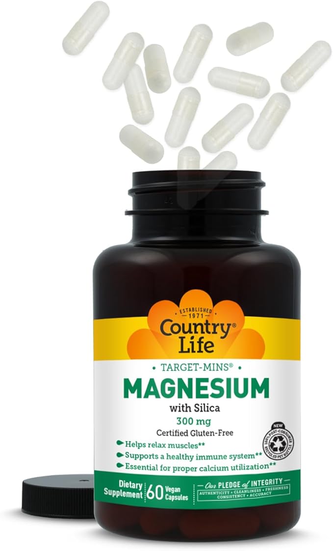 Target-Mins Magnesium with Silica 300mg, 60 Vegan Capsules, Certified Gluten Free, Certified Vegan