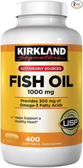 Kirkland Signature Fish Oil 1000 mg, 400 Softgels (2 Pack)