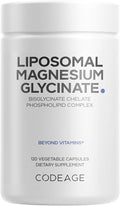 Codeage Liposomal Magnesium Glycinate Supplement - Magnesium Bisglycinate Pills - BioPerine Black Pepper - Liposomal Delivery - Non-GMO, Gluten-Free Mineral - 120 Capsules