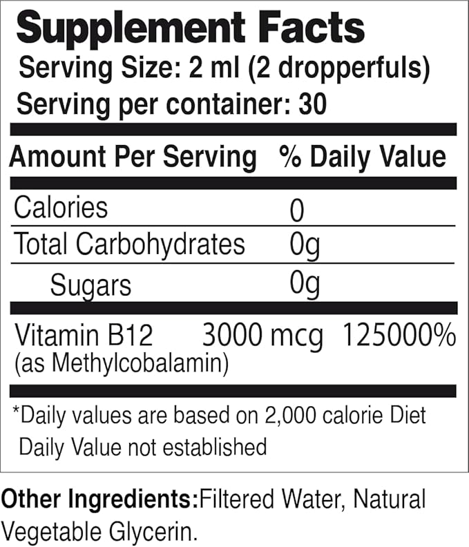 Life Solutions Liquid Vitamin B12 Methylcobalamin - Made in USA, Supports Energy & Metabolism, High Absorption Vitamina B12 Drops, 2 Fl Oz, Non-GMO, Gluten-Free