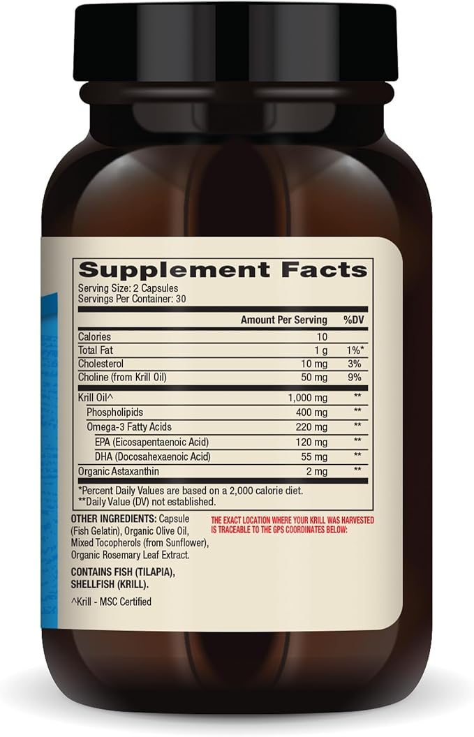Dr. Mercola Antarctic Krill Oil - 1,000 mg - Omega-3 Supplement with EPA & DHA - Supports Brain, Heart, Joint & Immune Health - GMO-Free, Gluten-Free & Soy-Free - 60 Capsules (30 Servings)
