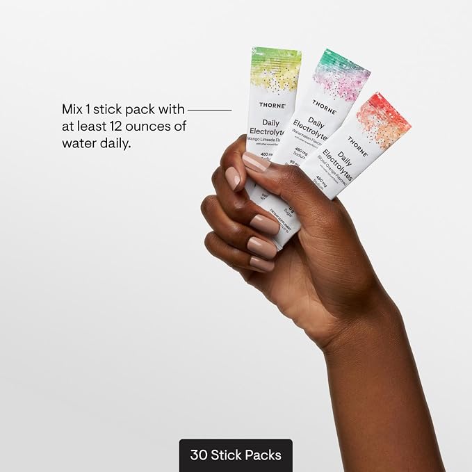 THORNE - Daily Electrolytes - Zero Sugar & Low-Calorie Electrolyte Powder Drink Mix - Flavors Derived from Natural Sources - NSF Certified for Sport - Variety - 30 Stick Packs