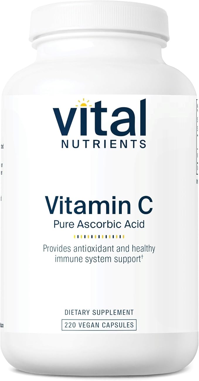 Vital Nutrients Vitamin C 1000mg (100% Pure Ascorbic Acid) - Vegan Antioxidant Supplement for Immune Support and Iron Absorption* - Gluten, Dairy and Soy Free - Non-GMO - 220 Capsules
