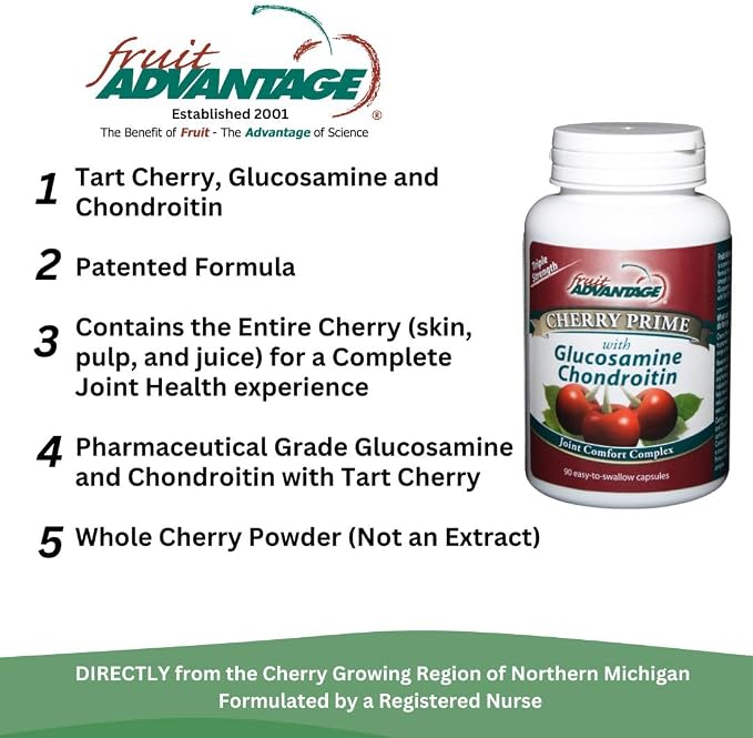 Cherry Prime Montmorency Tart Cherry with Glucosamine & Chondroitin - 90 Capsules (Case of 12)