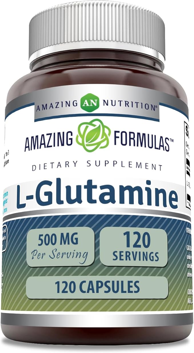 Amazing Formulas L-Glutamine Amino Acid Supplement | 500 Mg | Capsules | Non-GMO | Gluten-Free | Made in USA (1 Pack | 120 Count)