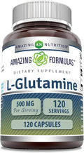 Amazing Formulas L-Glutamine Amino Acid Supplement | 500 Mg | Capsules | Non-GMO | Gluten-Free | Made in USA (1 Pack | 120 Count)