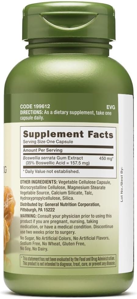 GNC Herbal Plus Boswellia Extract 450mg Supplement, Vegetarian, Supports Joint Health, 100 Servings