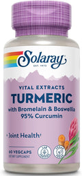 SOLARAY Turmeric Supplement with Bromelain and Boswellia, 95% Curcumin, Turmeric Curcumin Supplement for Joint Support, Gallbladder, Liver Support, Non-GMO, Vegan, 60-Day Guarantee, 60 Servings