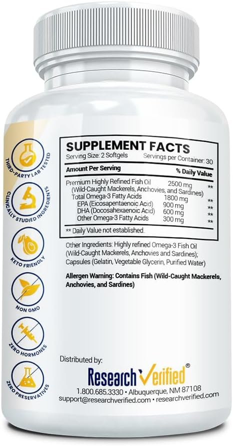 Research Verified® Omega-3 MD - Fish Oil - 60 Softgels - 1 Month Supply