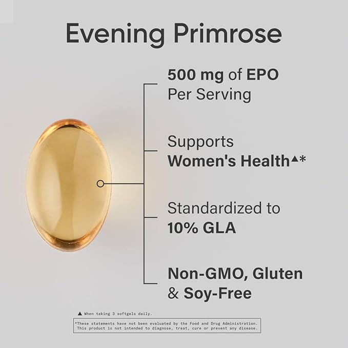 Sports Research Evening Primrose Oil (500mg) Cold-Pressed with No fillers or Artificial Ingredients, Non-GMO Tested - Gluten & Soy Free (240 Liquid Softgels) (Pack of 2)