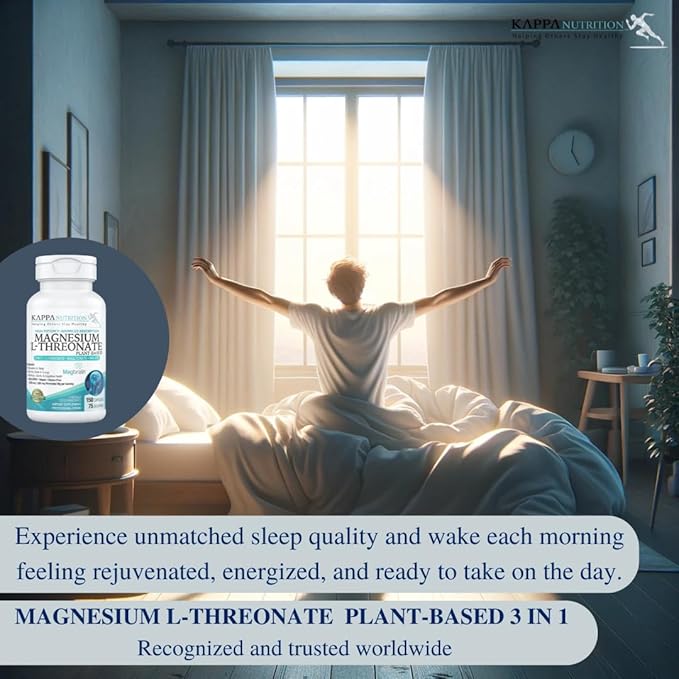 Kappa Nutrition Powered by Magbrain™ Magnesium L-Threonate Plant-Based, 150 Vegan Capsules, 420mg Elemental Magnesium (3 Capsules) from 2,253mg, Brain, Sleep & Muscle Support.