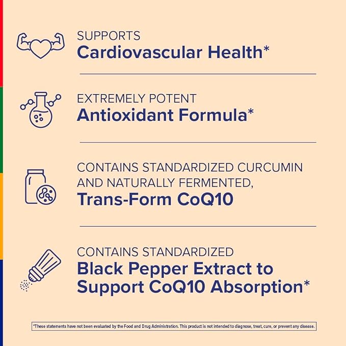 Stop Aging Now - Curcumin CoQ10 Complex - with Turmeric Root Extract - Antioxidant & Cardiovascular Support - 60 Softgels